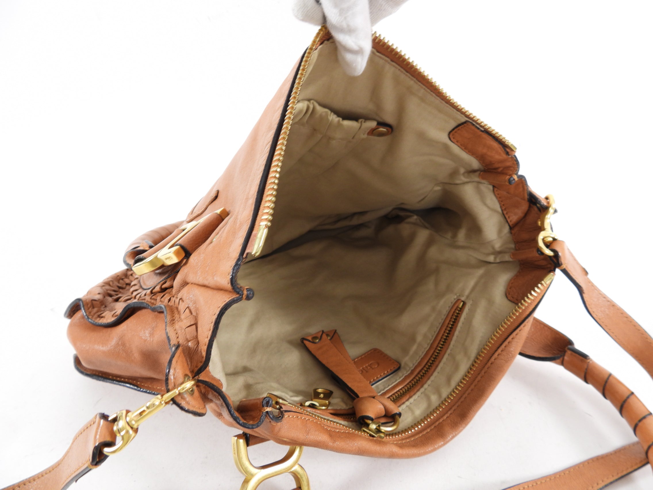 Chloe Tan Leather Large Marcie Two-Way Shoulder Bag