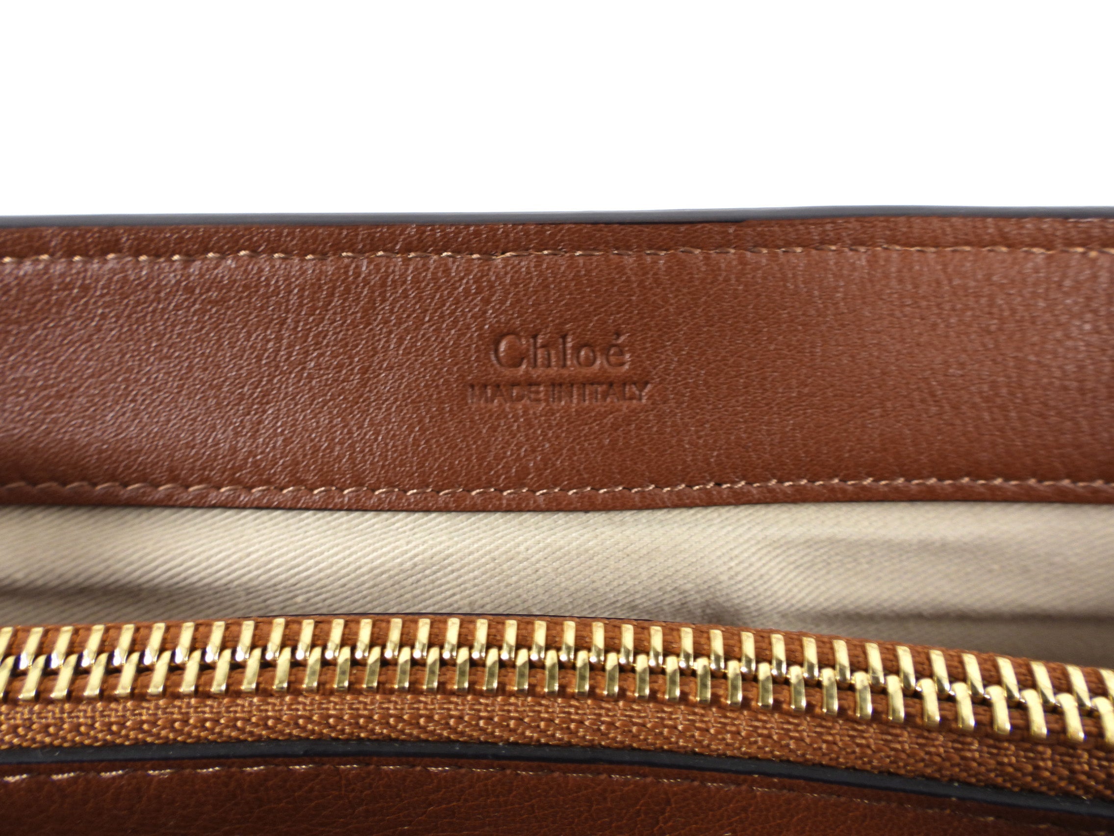 Chloe Faye Day Medium Double Carry Bag in Tan Leather