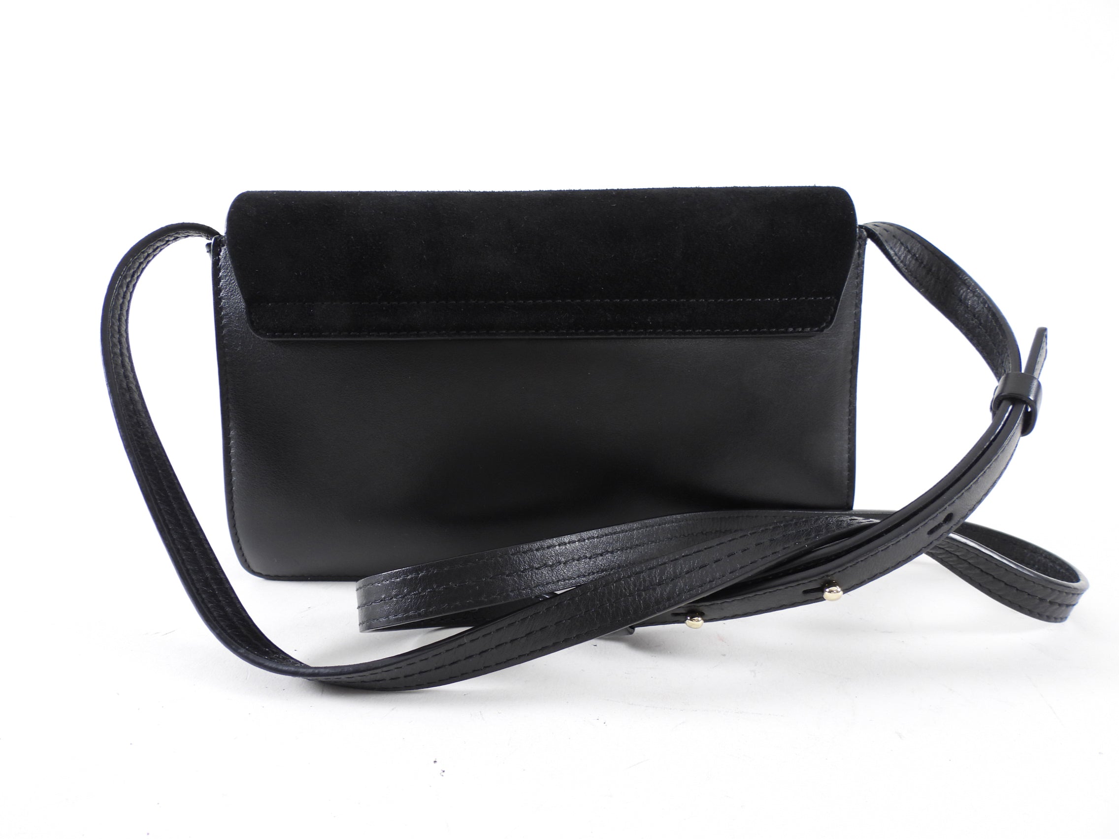 Chloe Faye Small East West Black Suede Leather Crossbody Bag