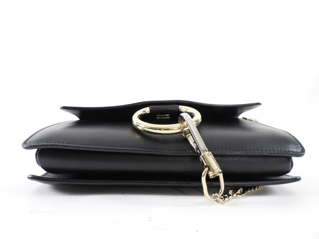 Chloe Faye Small East West Black Suede Leather Crossbody Bag