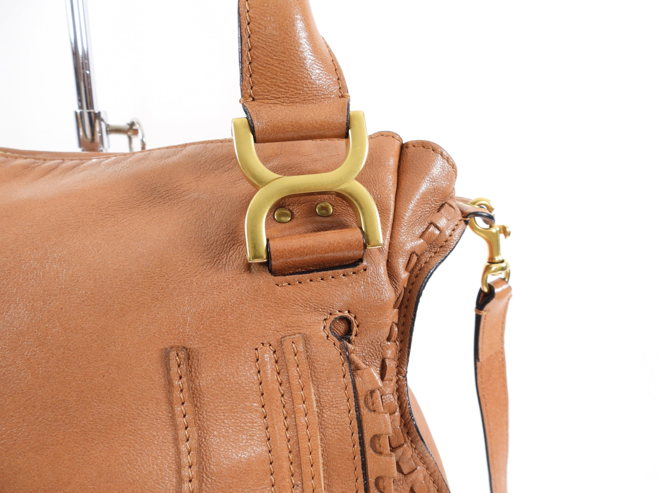 Chloe Tan Leather Large Marcie Two-Way Shoulder Bag