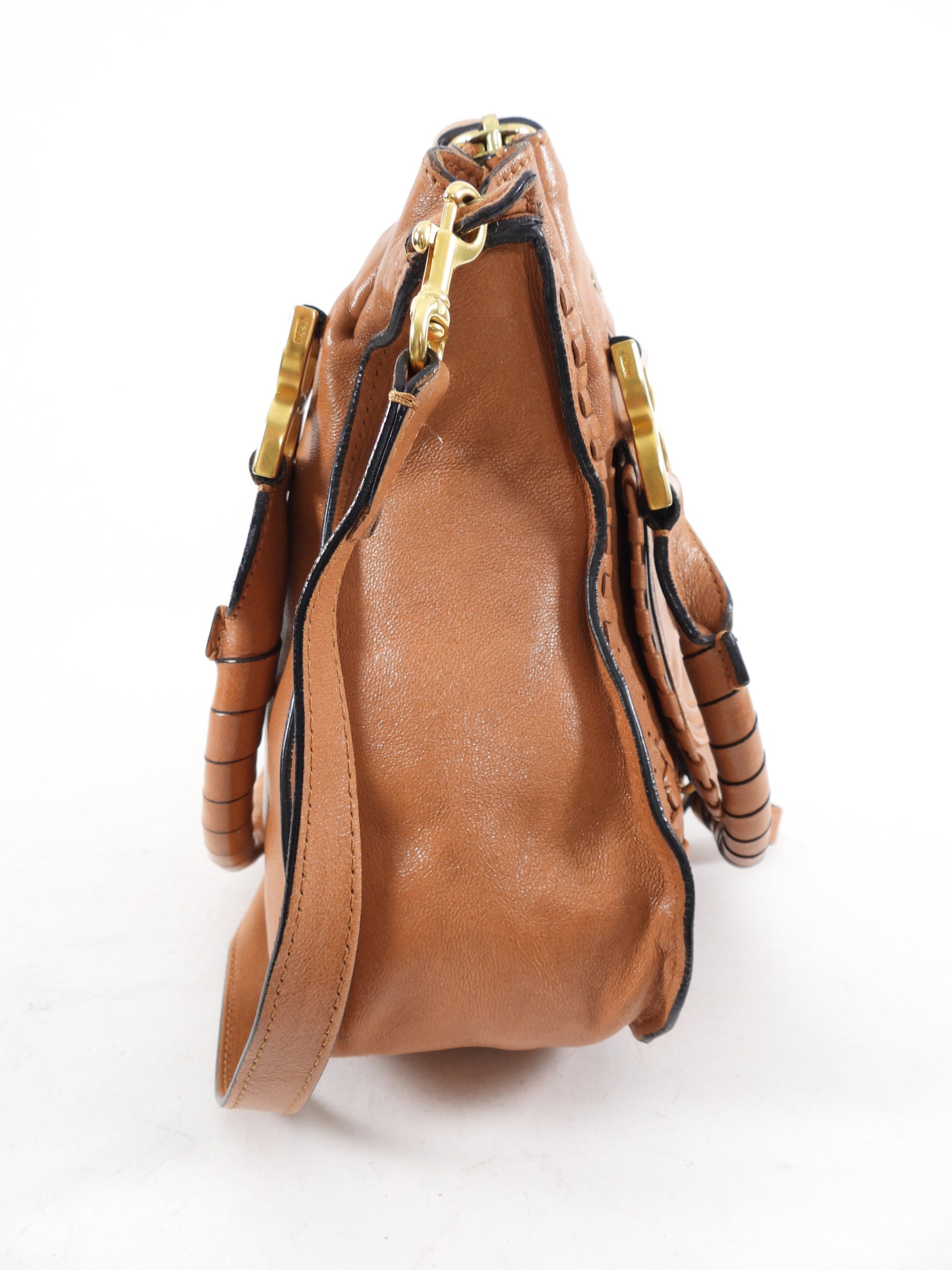 Chloe Tan Leather Large Marcie Two-Way Shoulder Bag