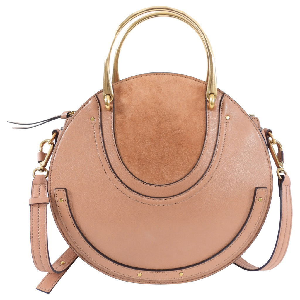 Chloe Large Nougat Leather Round Pixie Bag