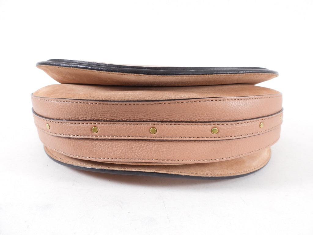 Chloe Large Nougat Leather Round Pixie Bag