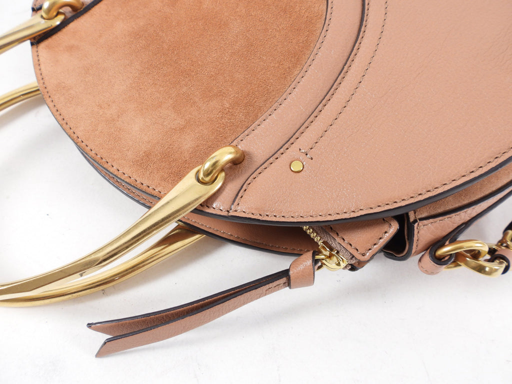 Chloe Large Nougat Leather Round Pixie Bag