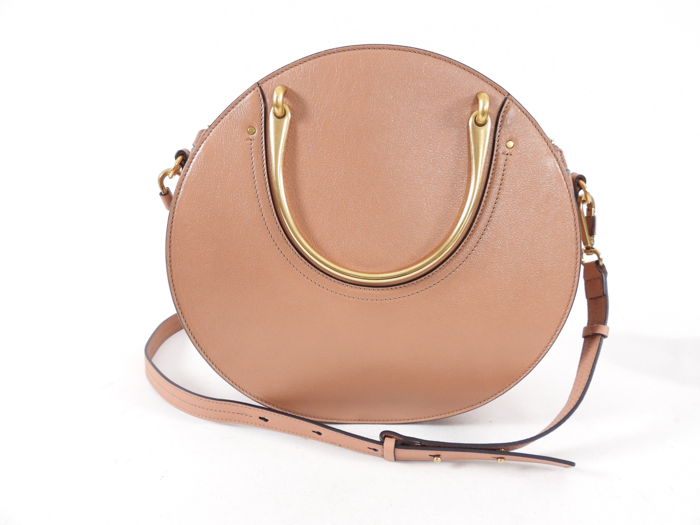 Chloe Large Nougat Leather Round Pixie Bag