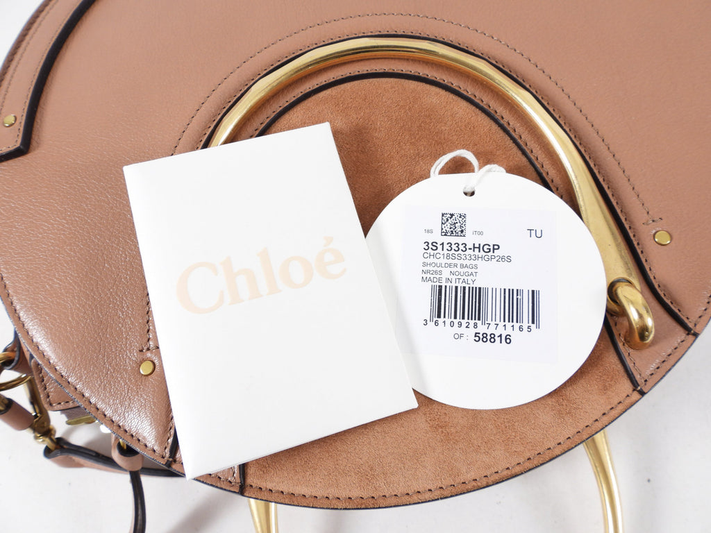 Chloe Large Nougat Leather Round Pixie Bag