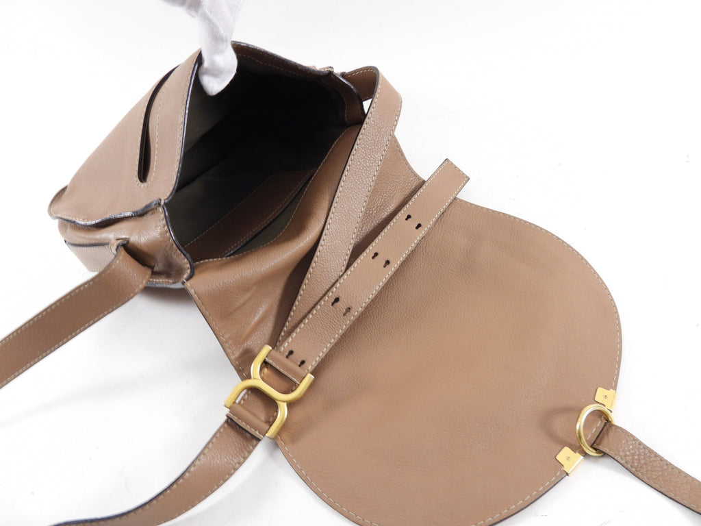 Chloe Light Brown Leather Marcie Saddle Crossbody Bag
