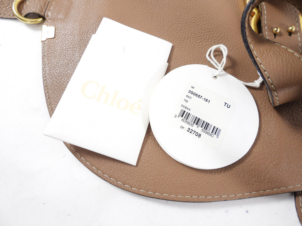 Chloe Light Brown Leather Marcie Saddle Crossbody Bag