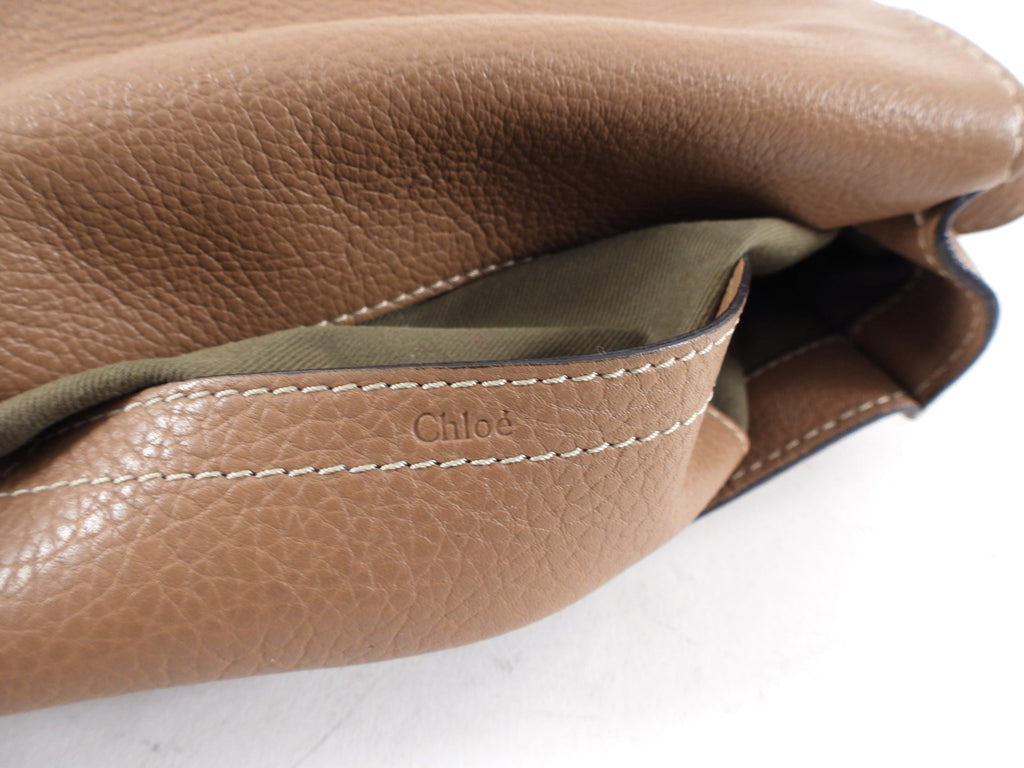 Chloe Light Brown Leather Marcie Saddle Crossbody Bag