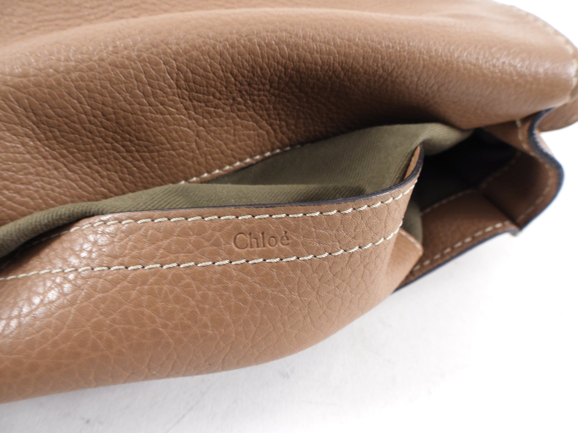 Chloe Light Brown Leather Marcie Saddle Crossbody Bag
