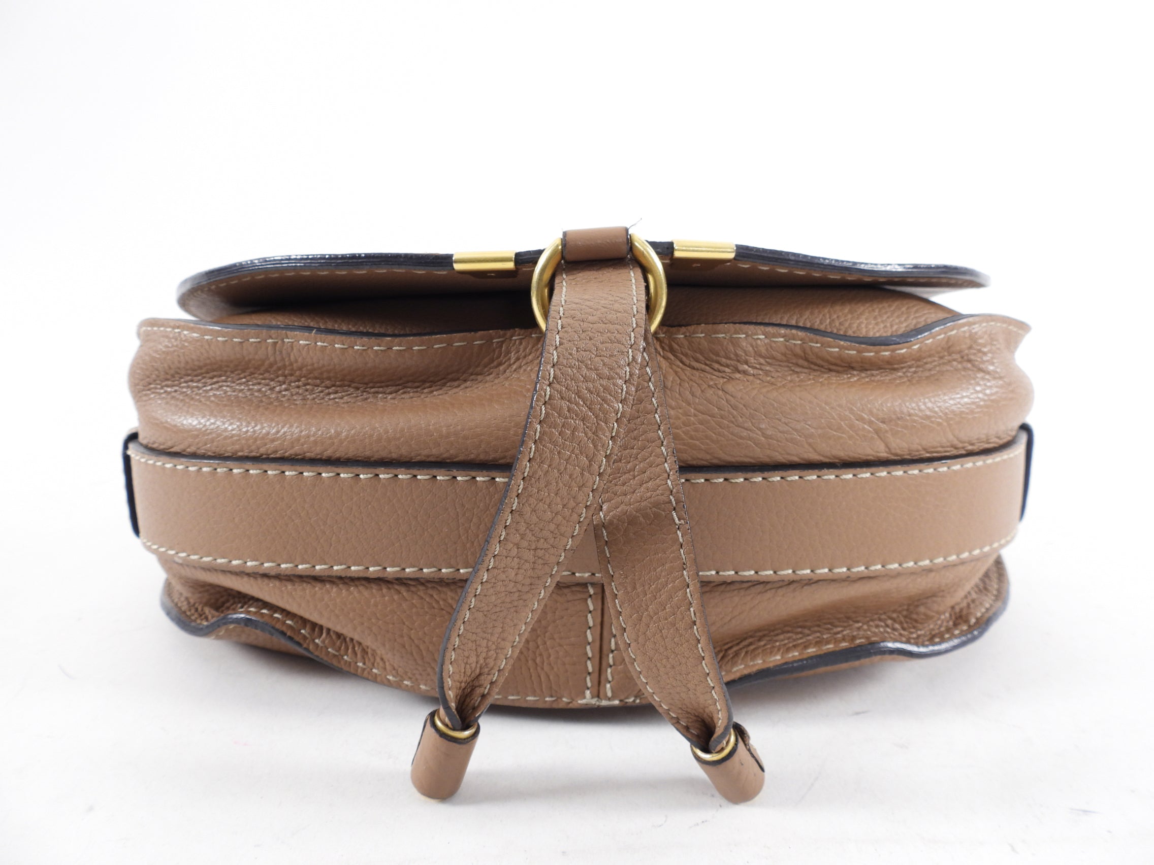 Chloe Light Brown Leather Marcie Saddle Crossbody Bag
