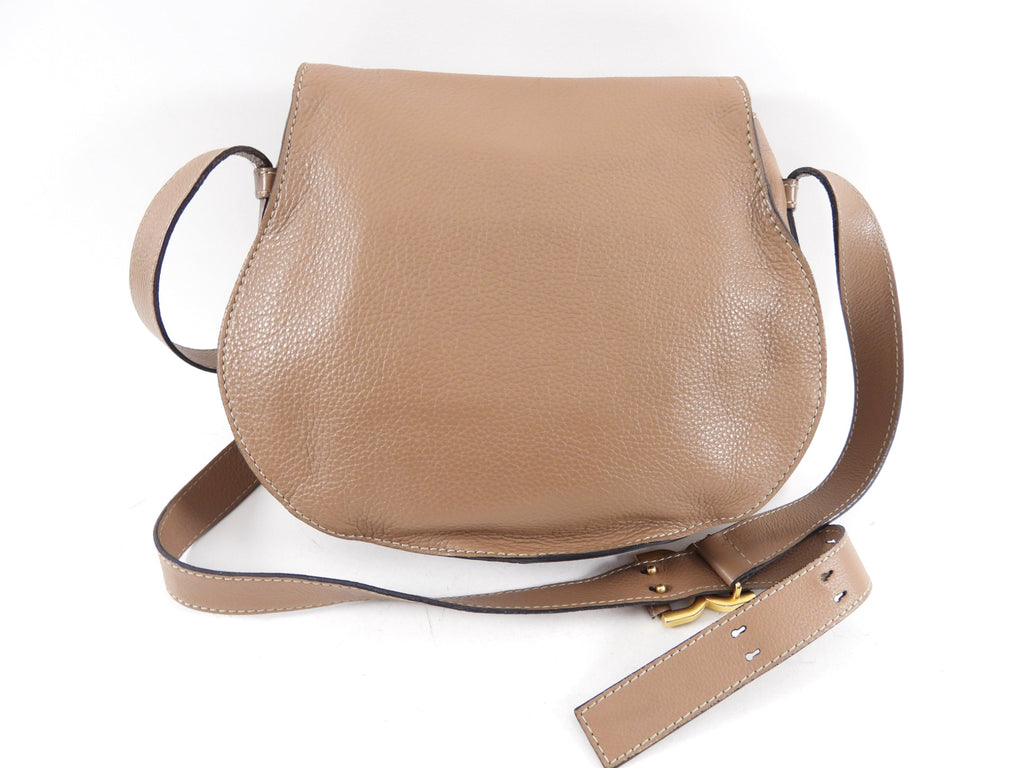 Chloe Light Brown Leather Marcie Saddle Crossbody Bag