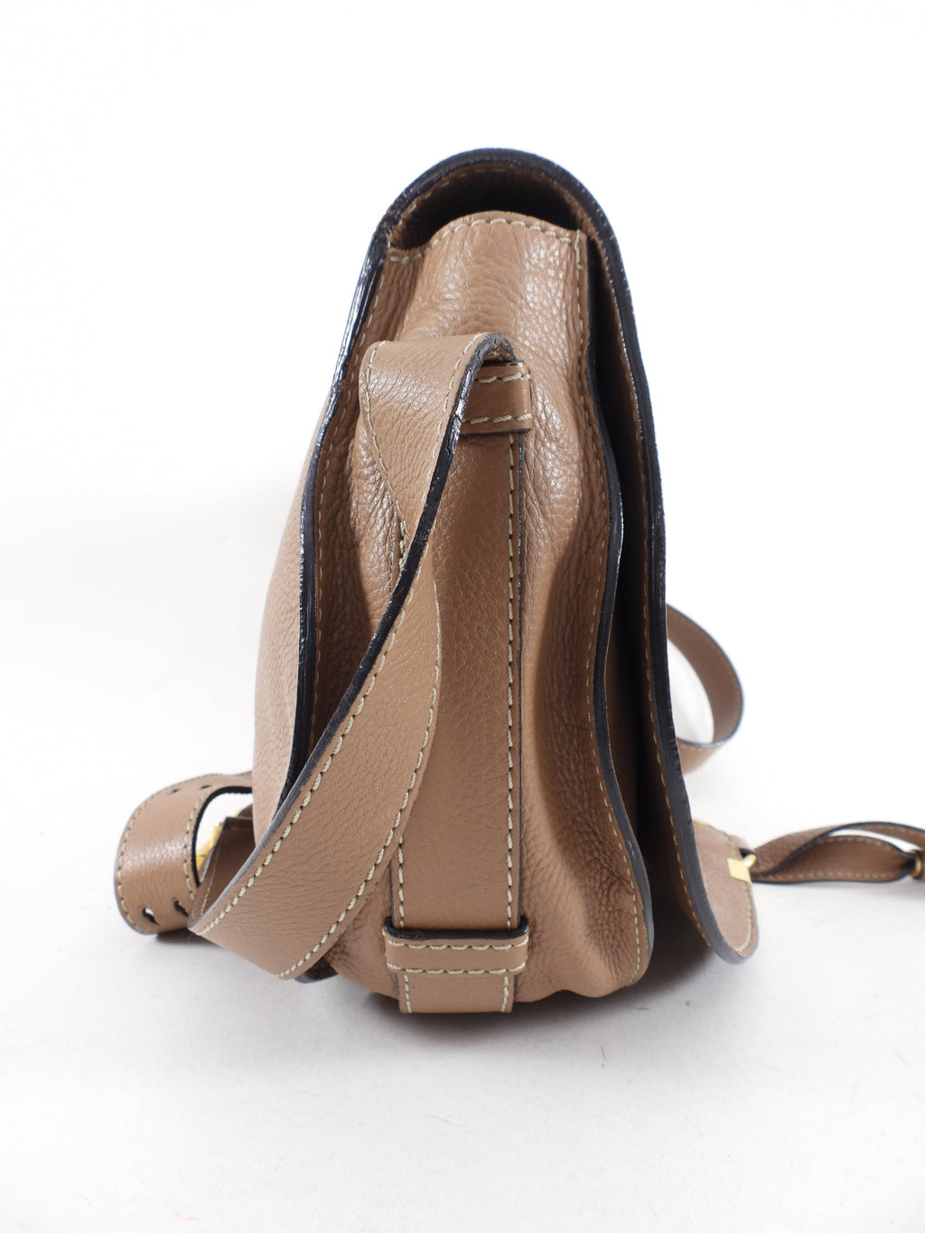 Chloe Light Brown Leather Marcie Saddle Crossbody Bag
