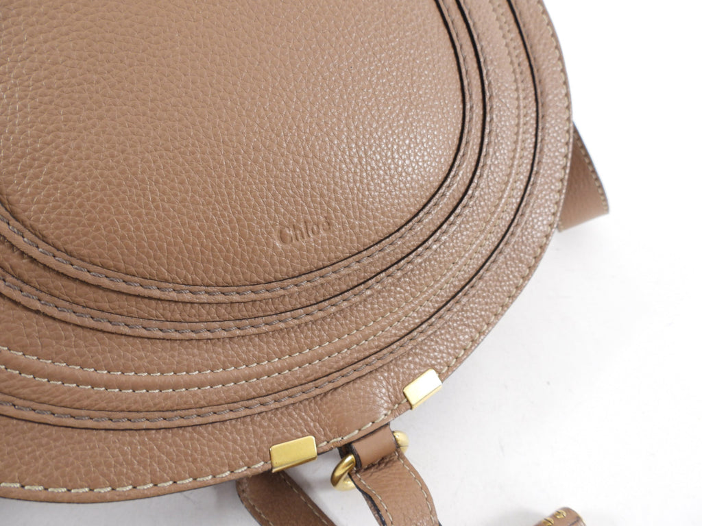 Chloe Light Brown Leather Marcie Saddle Crossbody Bag