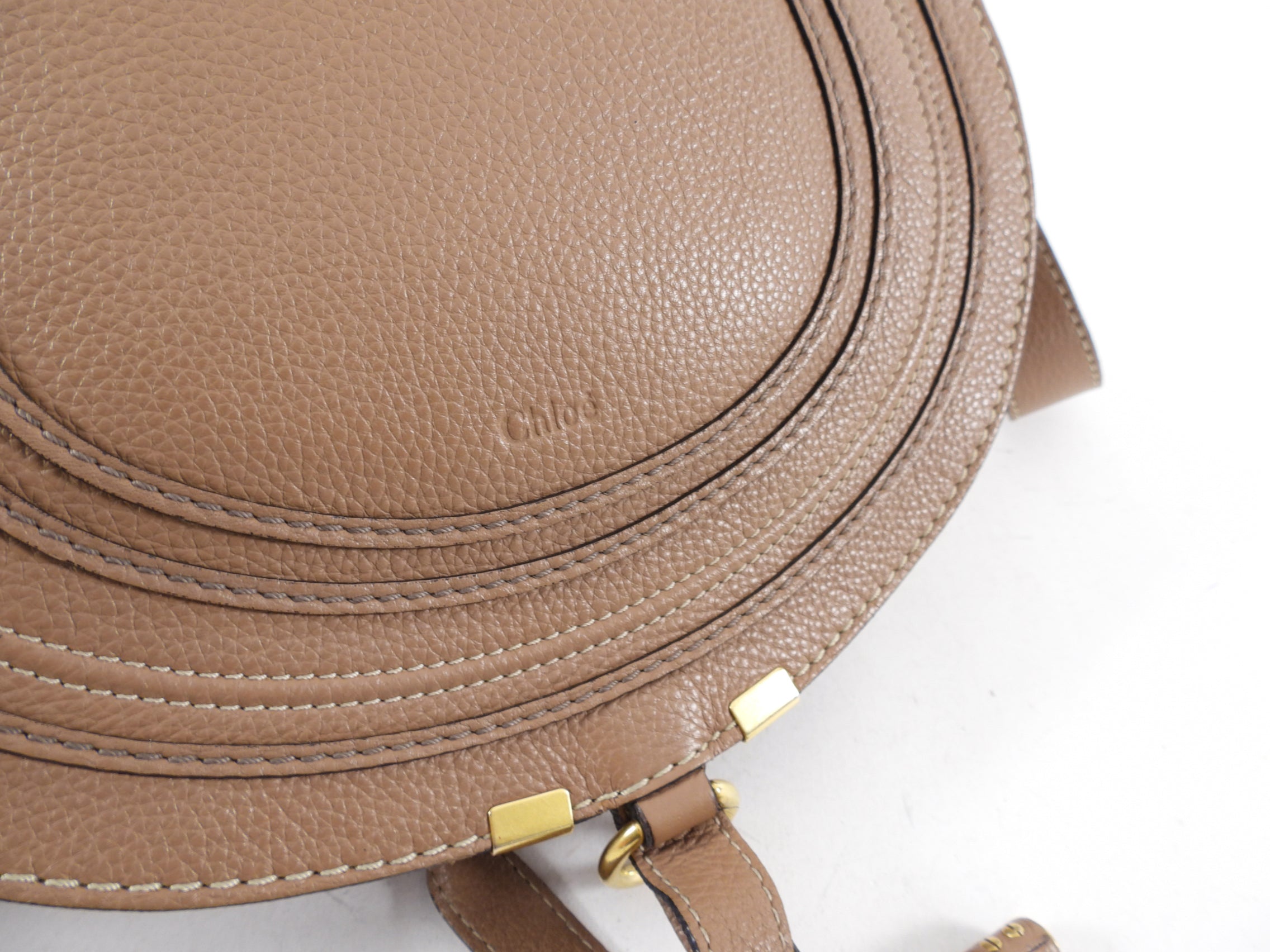 Chloe Light Brown Leather Marcie Saddle Crossbody Bag