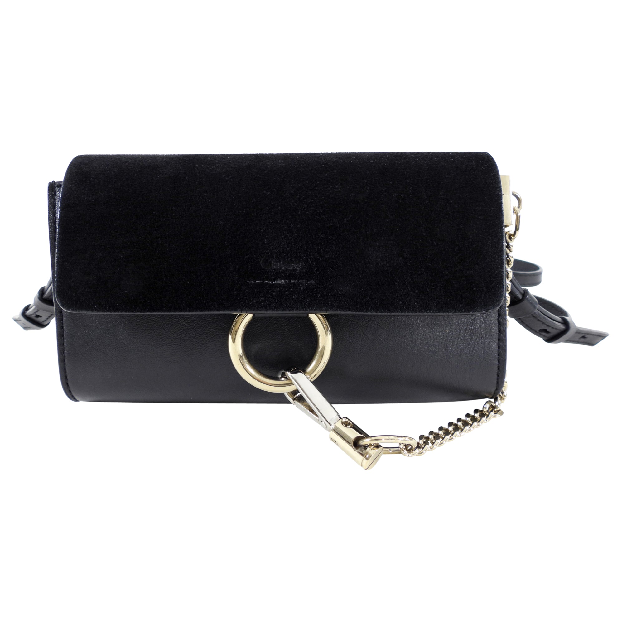 Chloe Black Mini Faye Wallet on Strap Crossbody Bag