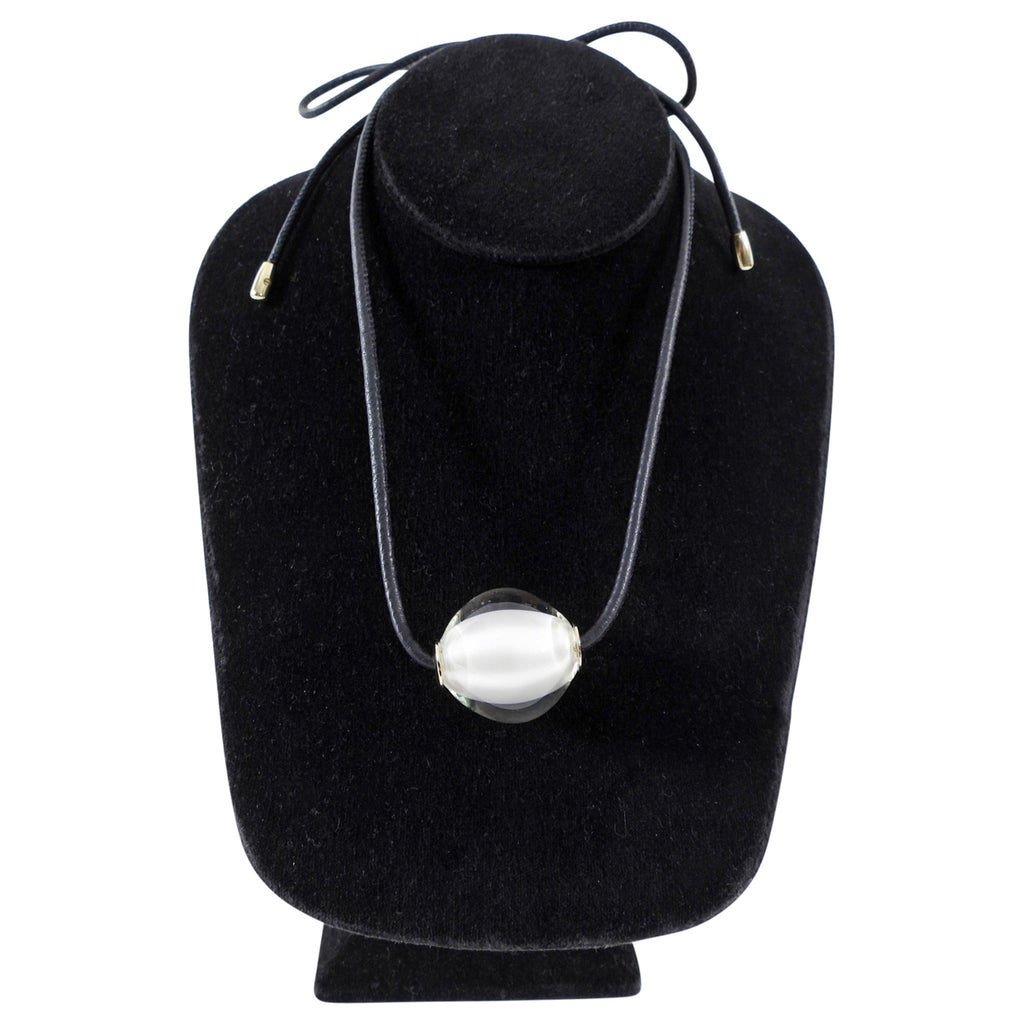 Chloe Black Leather Cord and Glass Bead Darcey Necklace