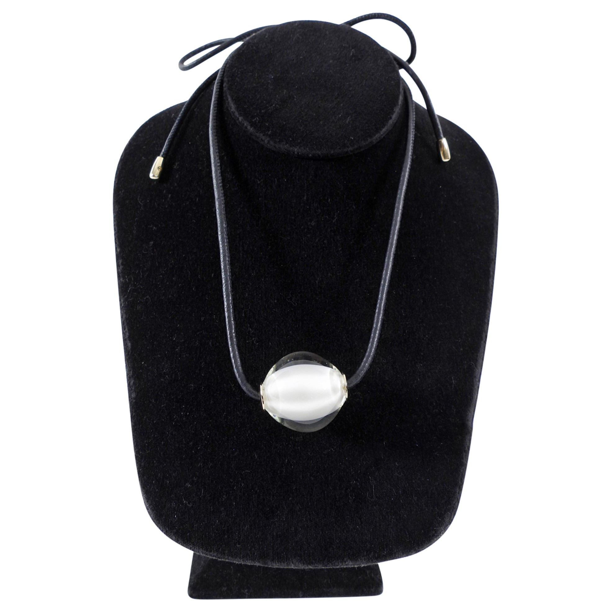 Chloe Black Leather Cord and Glass Bead Darcey Necklace