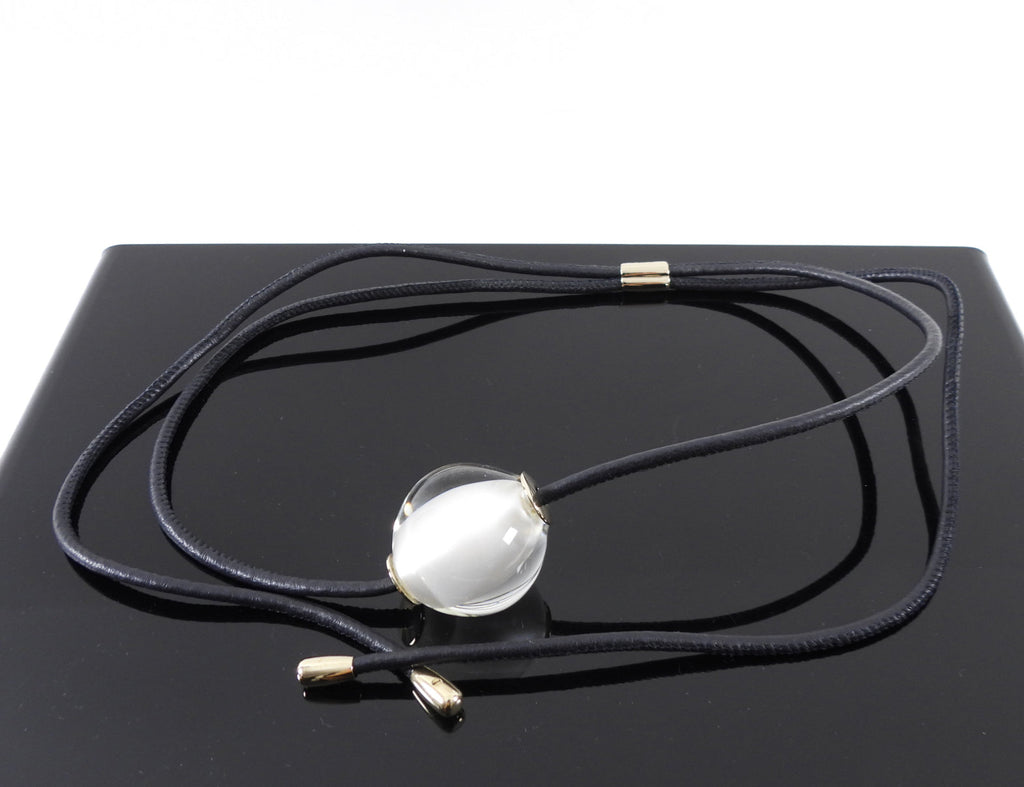 Chloe Black Leather Cord and Glass Bead Darcey Necklace
