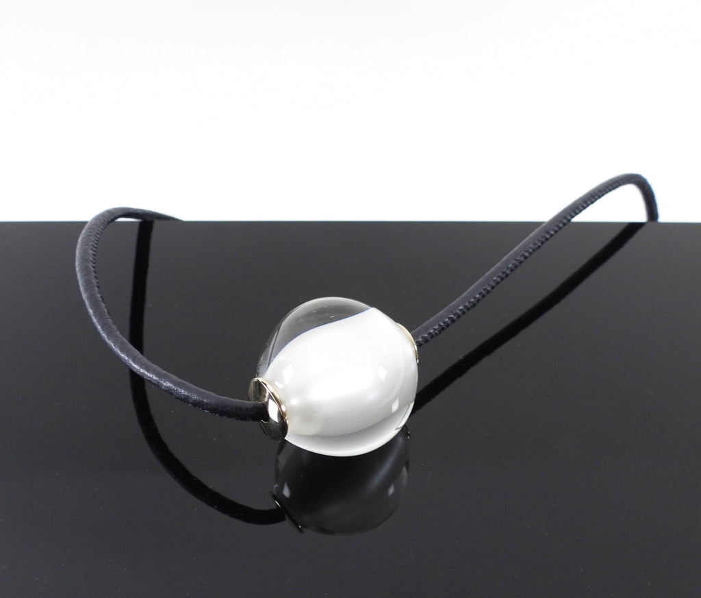 Chloe Black Leather Cord and Glass Bead Darcey Necklace