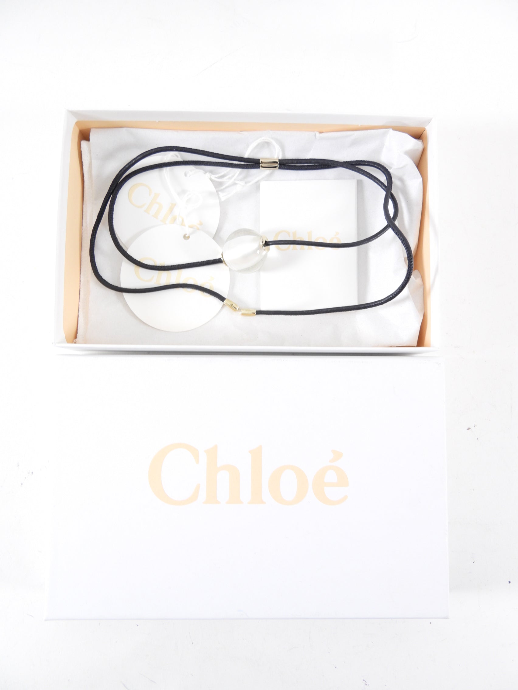 Chloe Black Leather Cord and Glass Bead Darcey Necklace