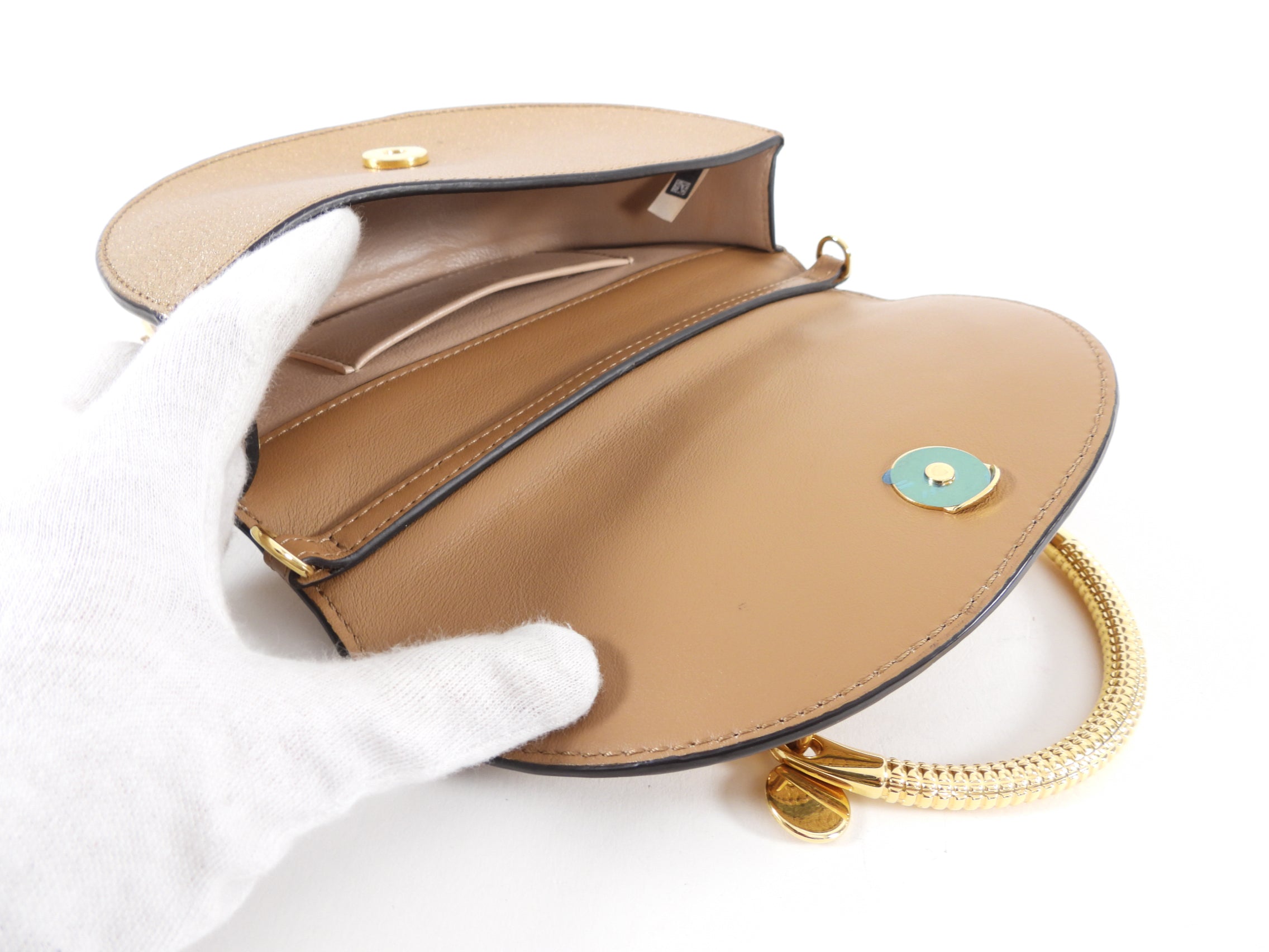 Chloe Metallic Bronze Leather Nile Minaudiere Bracelet Bag