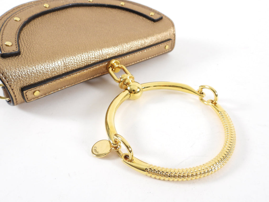 Chloe Metallic Bronze Leather Nile Minaudiere Bracelet Bag