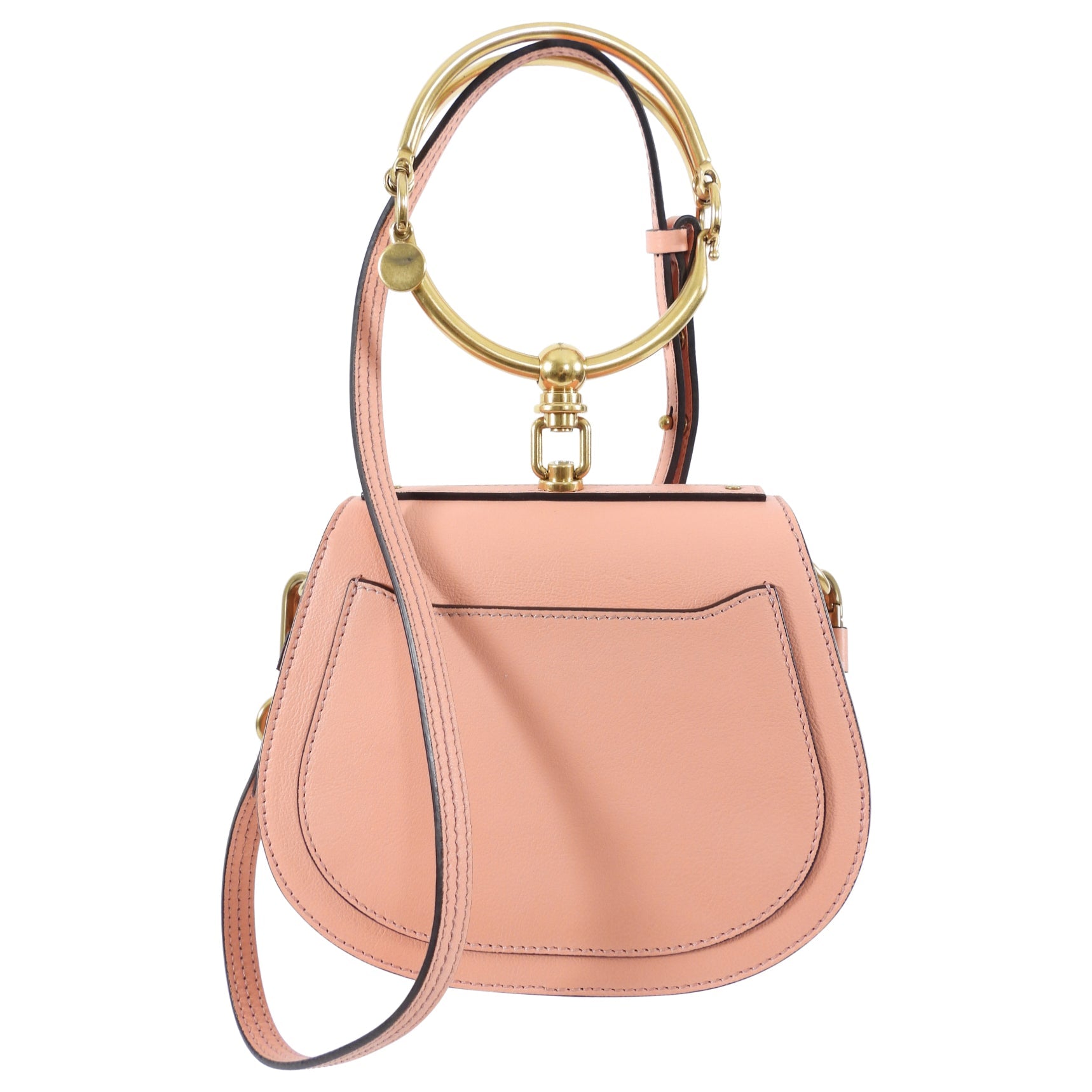 Chloe Light Pink Nile Bracelet Bag with Crossbody Shoulder Strap