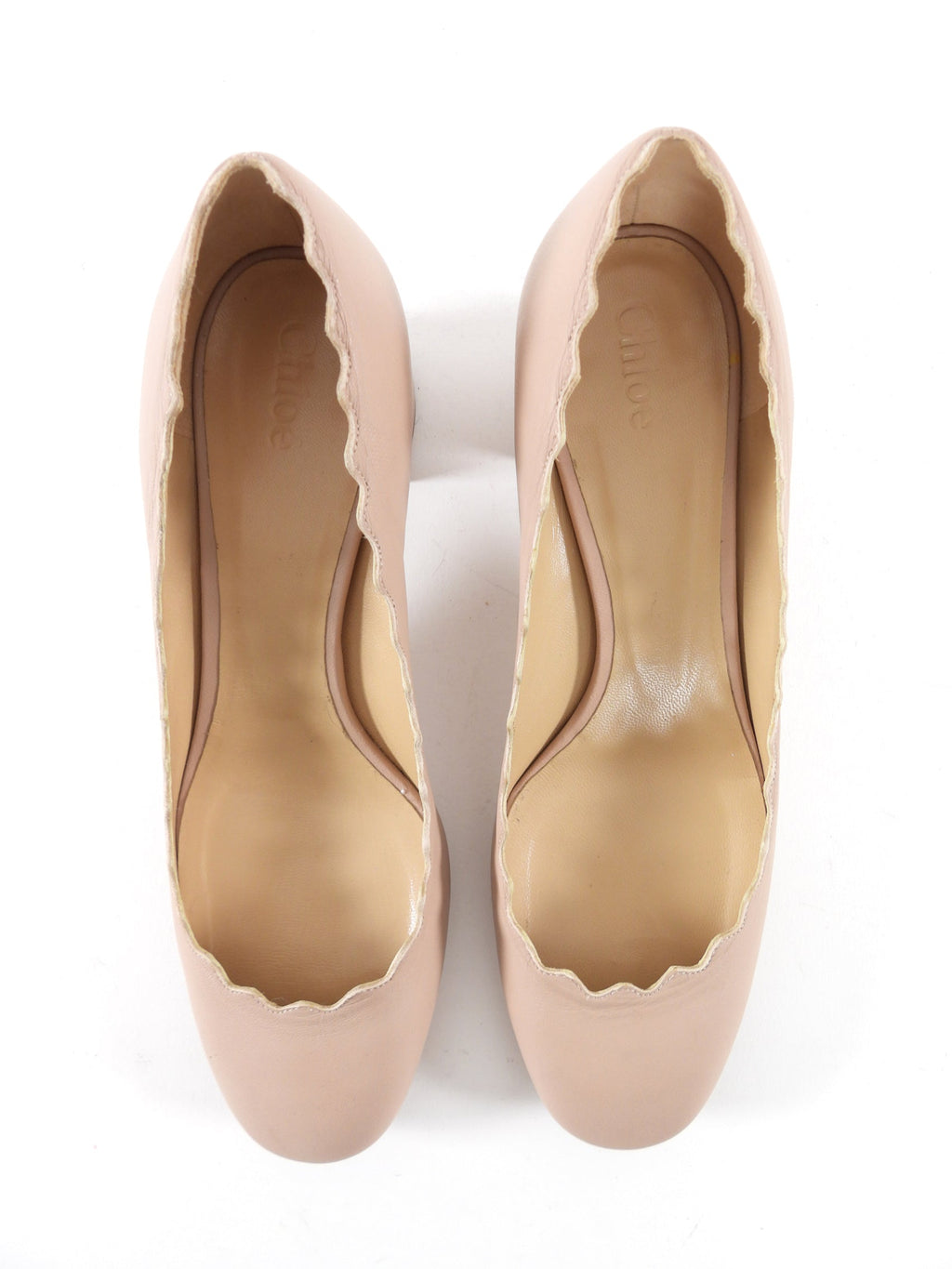 Chloe Matte Nude Leather Lauren Block Heel Pump - 37 / 37.5