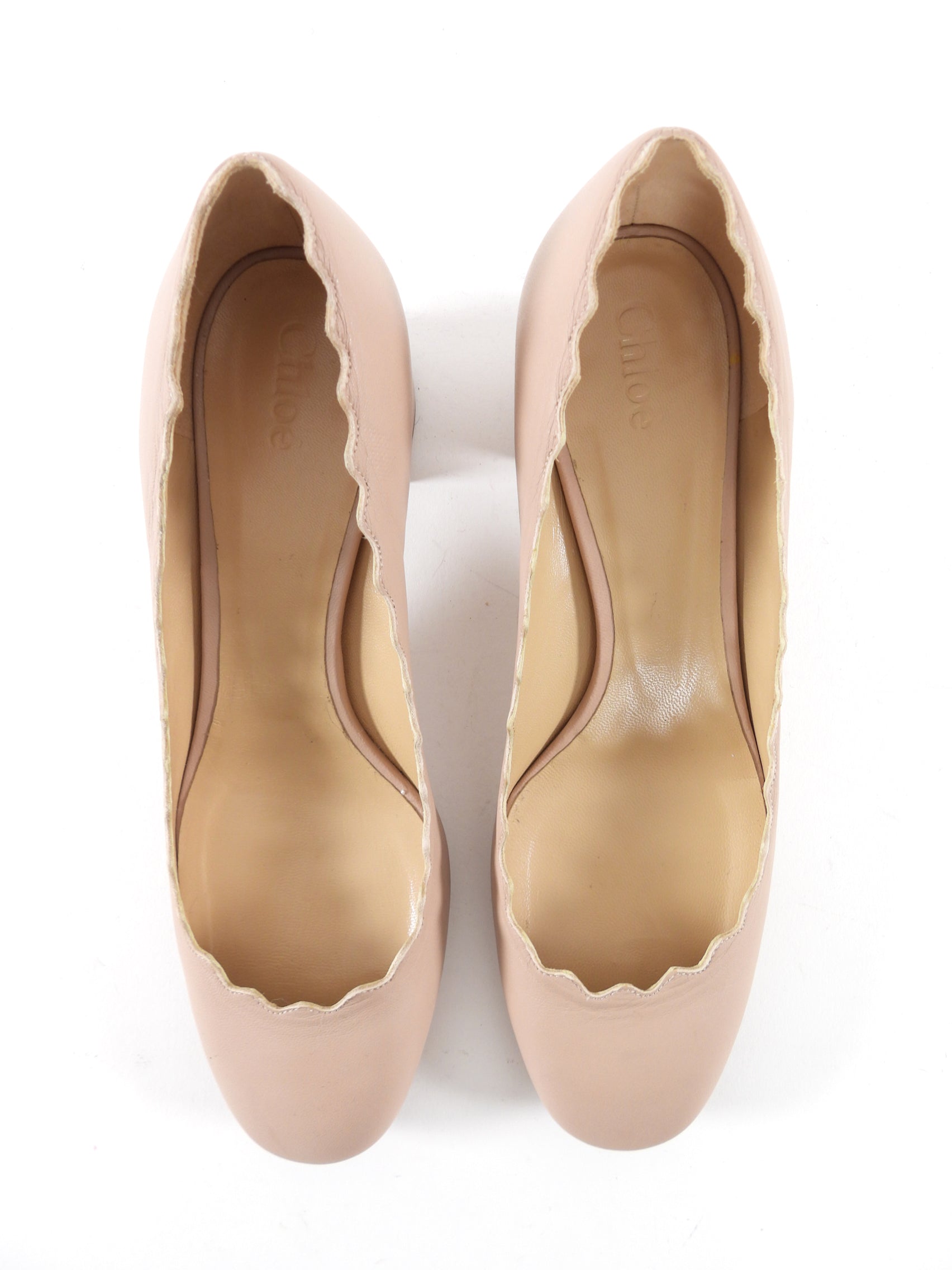 Chloe Matte Nude Leather Lauren Block Heel Pump - 37 / 37.5