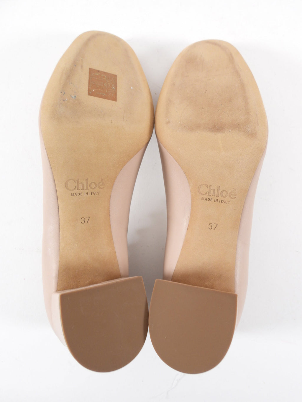Chloe Matte Nude Leather Lauren Block Heel Pump - 37 / 37.5