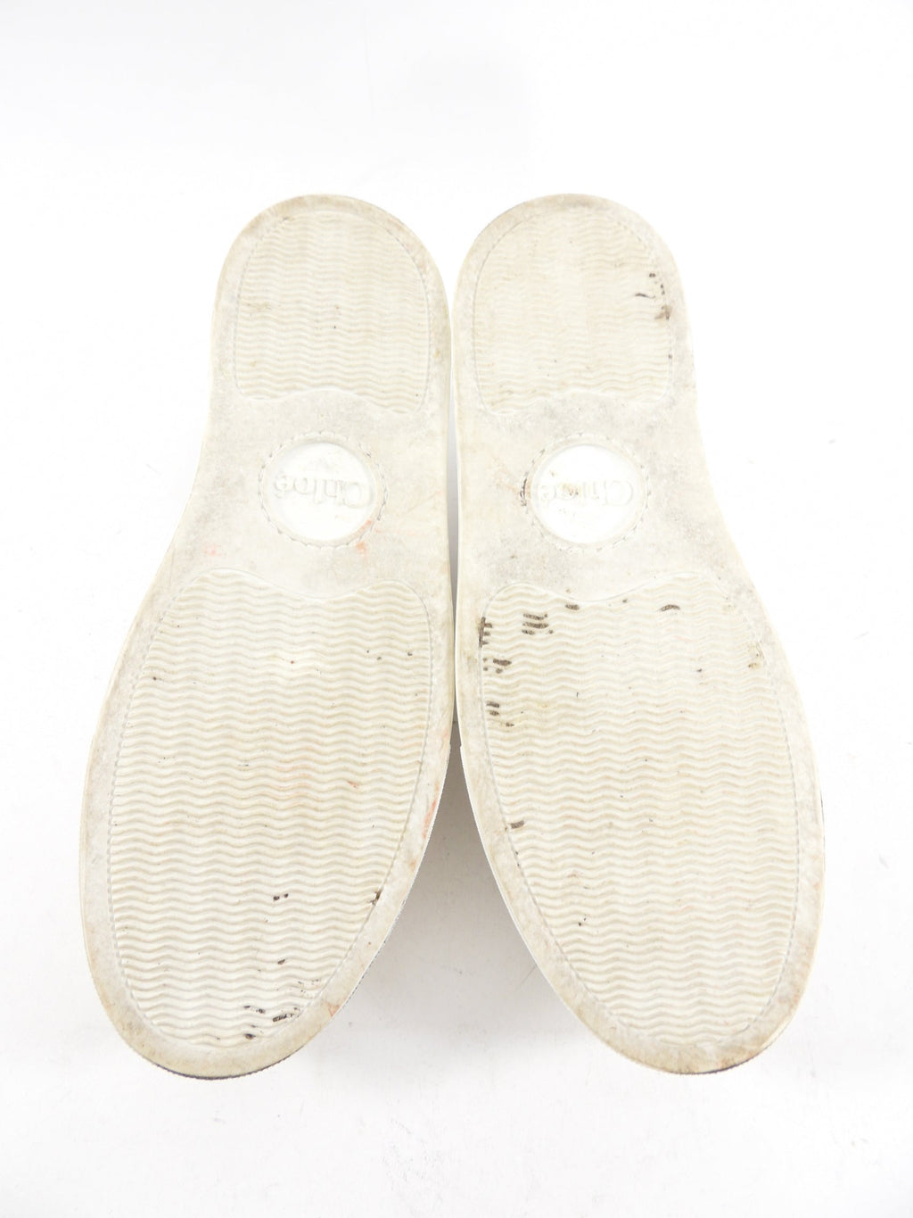 Chloe White Leather Lauren Logo Strap Sneakers - 40 / 9