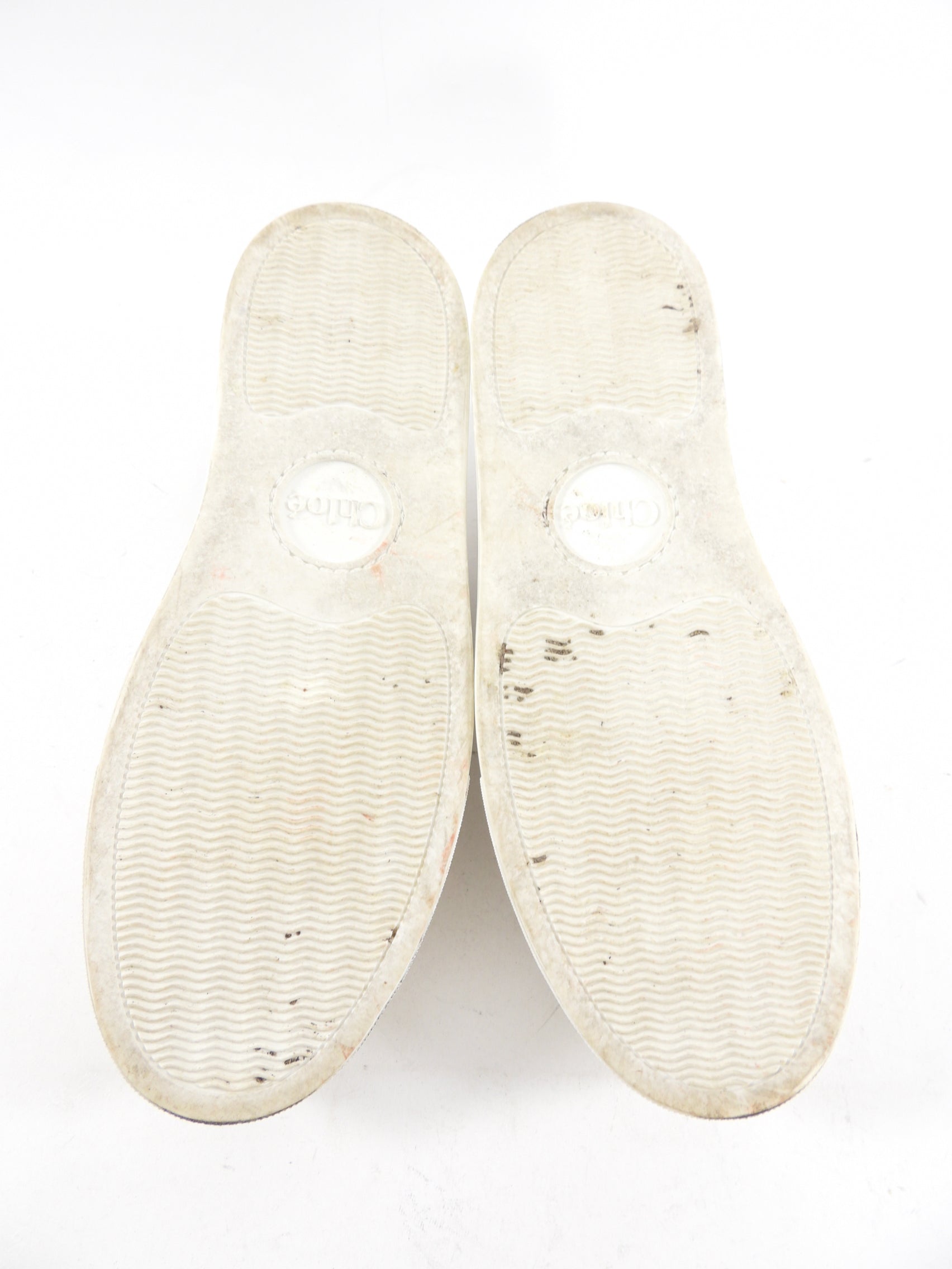 Chloe White Leather Lauren Logo Strap Sneakers - 40 / 9