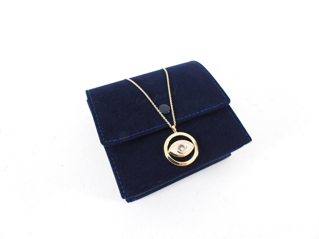 Chopard 18K Rose Gold Diamond Happy Diamond Evil Eye Pendant Necklace