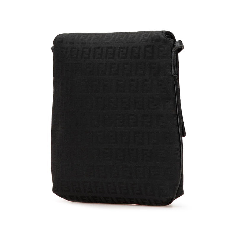 Fendi Zucchino Canvas Leather Shoulder Bag