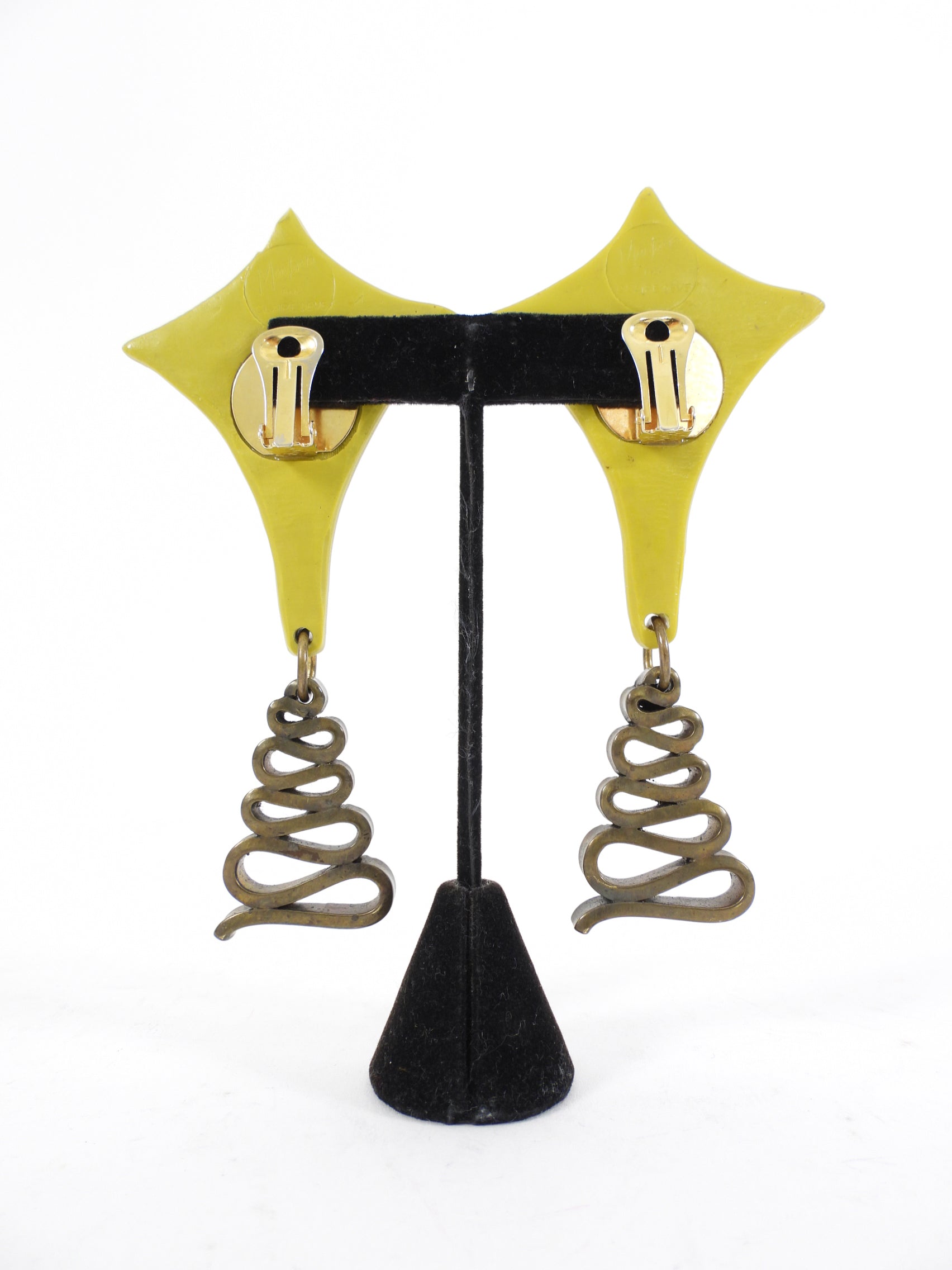 Claude Montana x Claire Deve 1980's Resin Geo Clip Earrings
