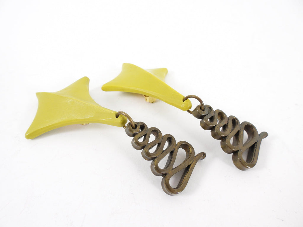 Claude Montana x Claire Deve 1980's Resin Geo Clip Earrings