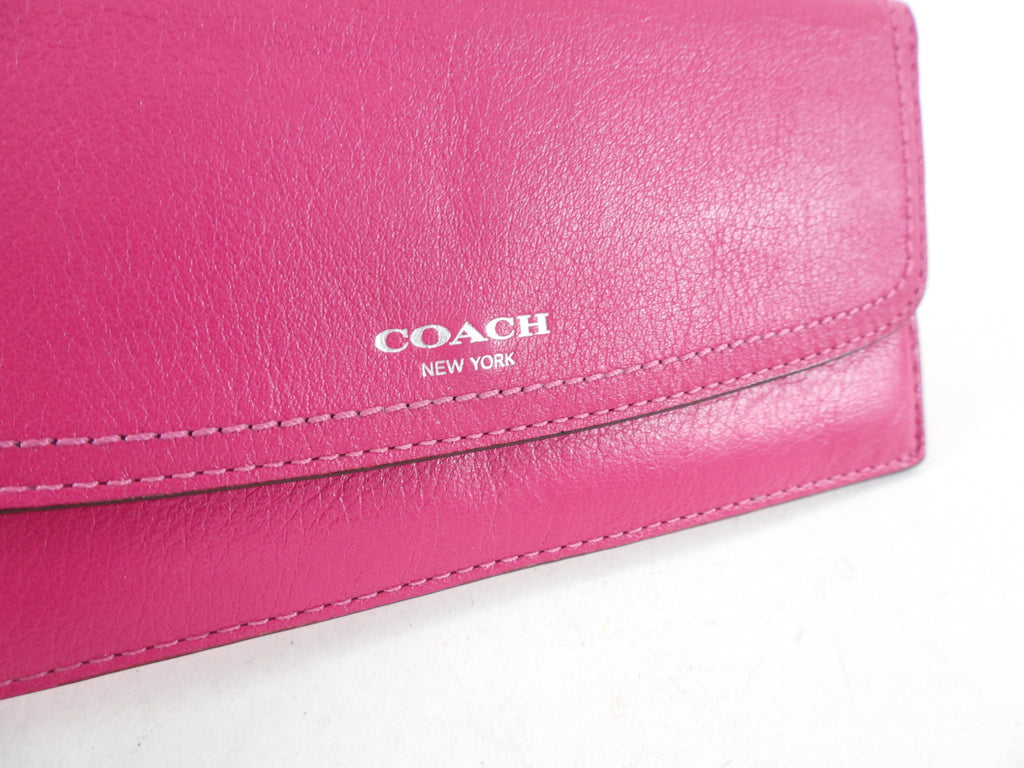 Coach Dark Cherry Pink Flat Long Wallet