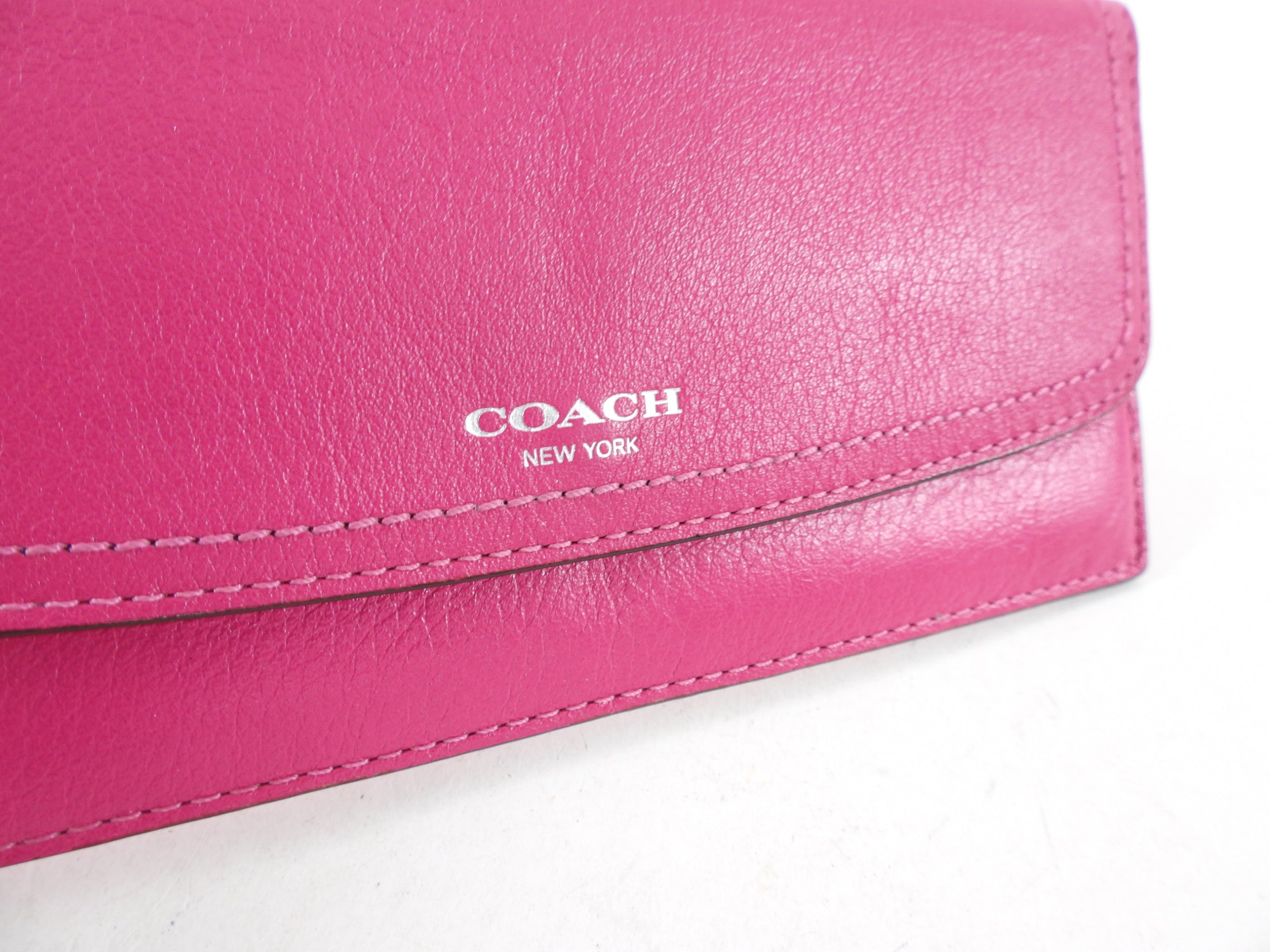 Coach Dark Cherry Pink Flat Long Wallet
