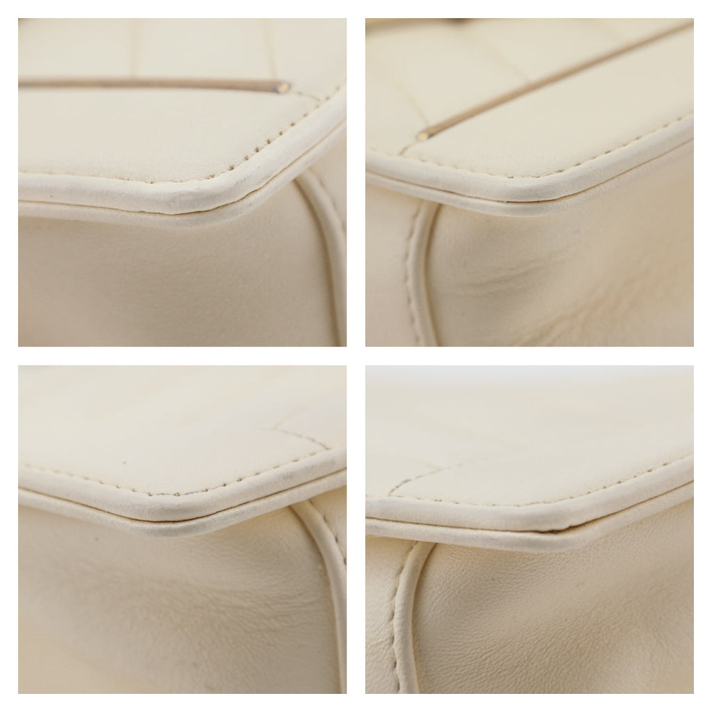 Chanel Ivory Lambskin Reversed Chevron Quilted Flap Bag
