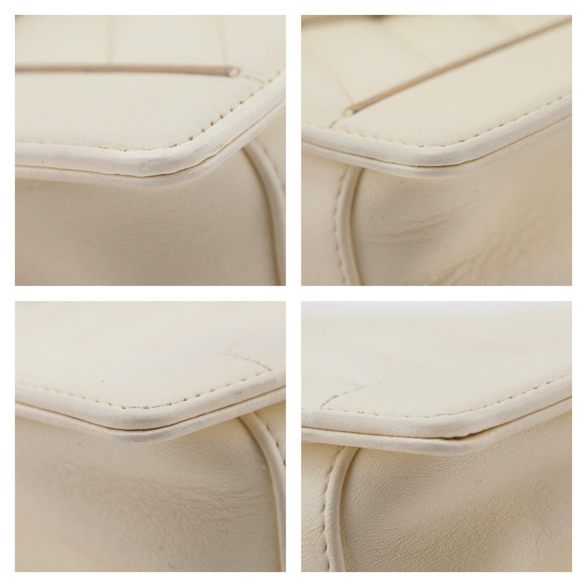 Chanel Ivory Lambskin Reversed Chevron Quilted Flap Bag