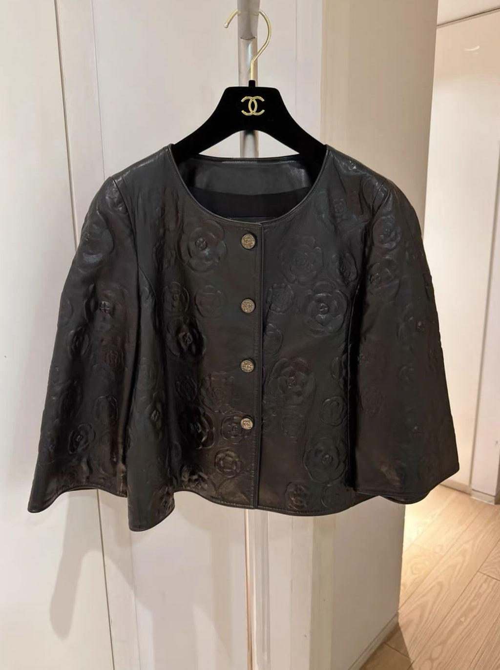 Chanel Camellia Leather cape