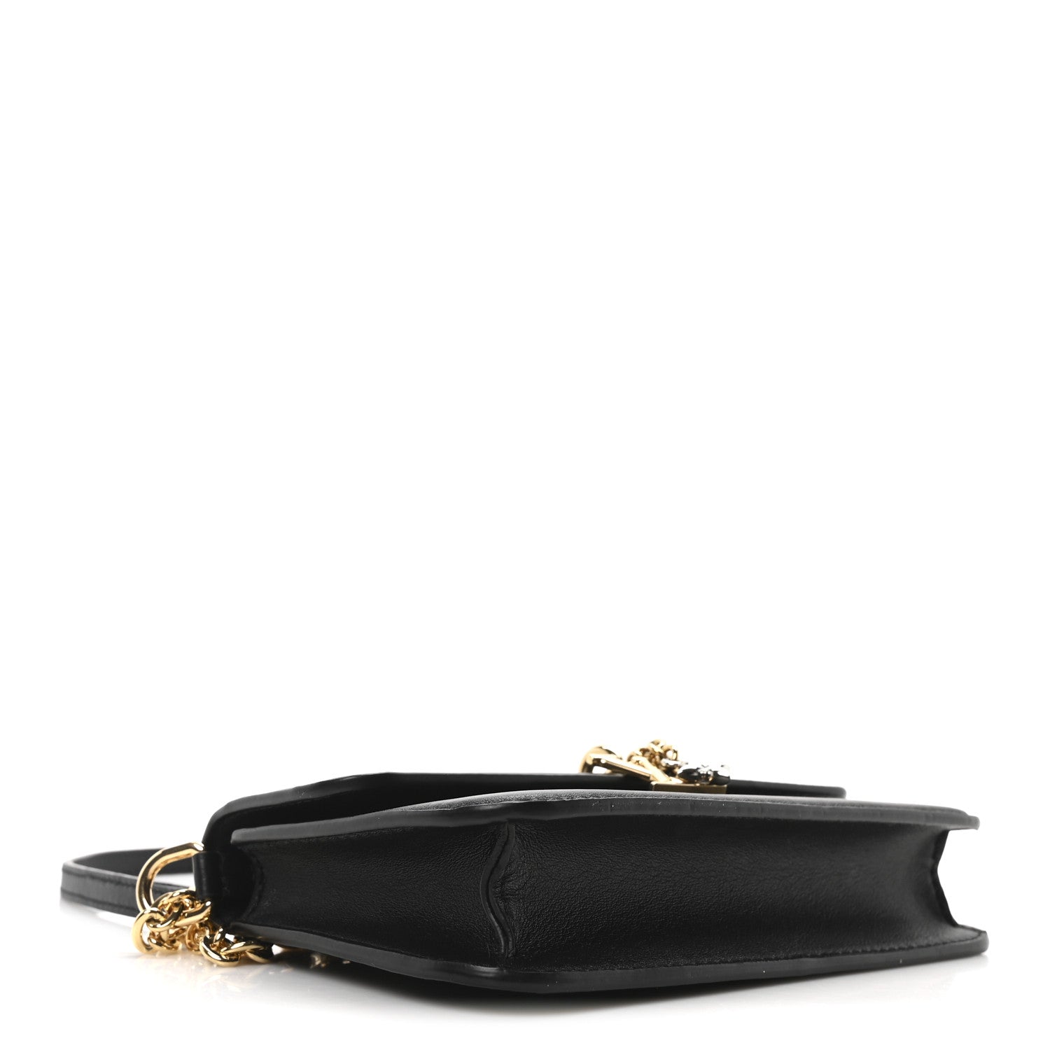 Calfskin Bloom Wallet On Chain Black