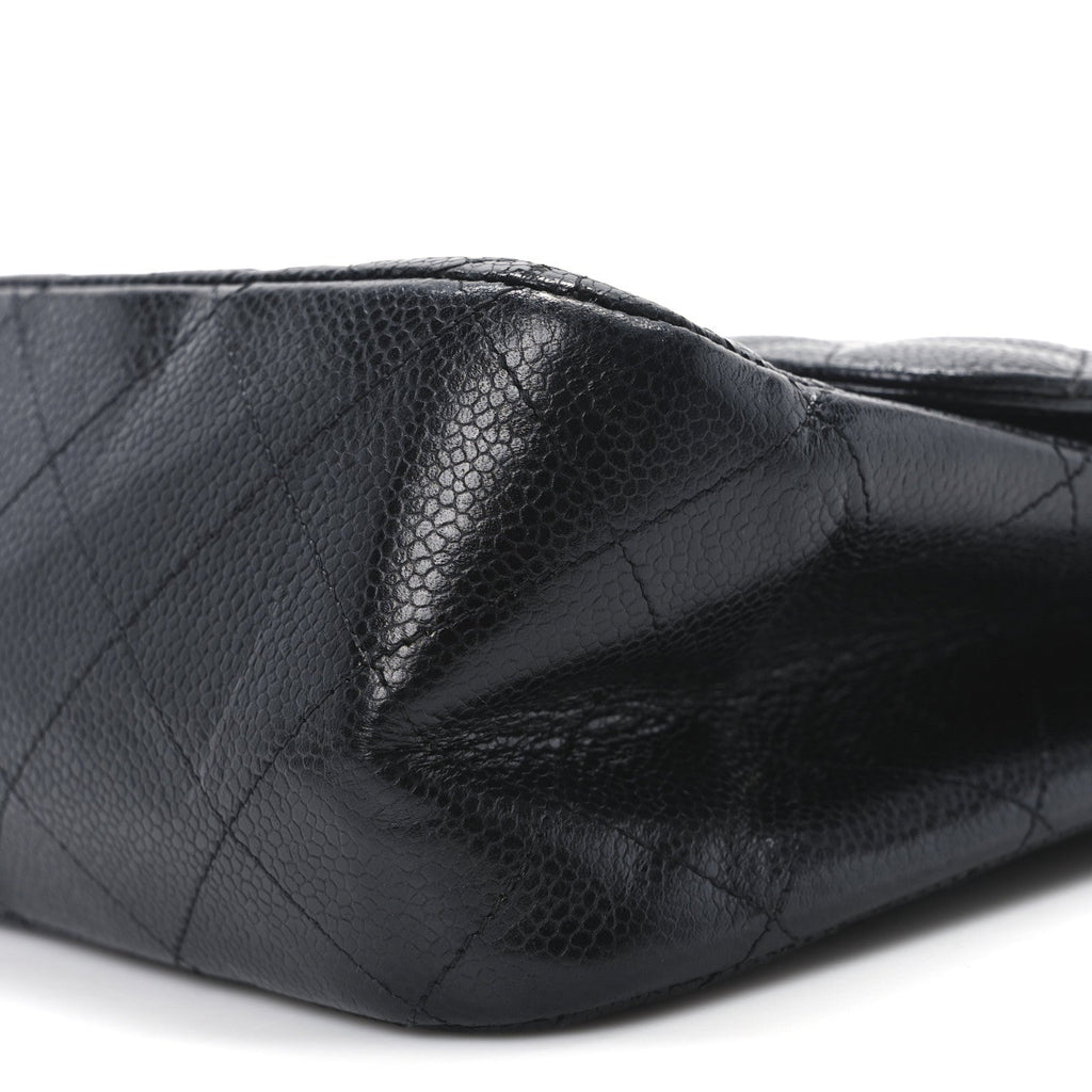 Caviar Quilted Jumbo Double Flap Black