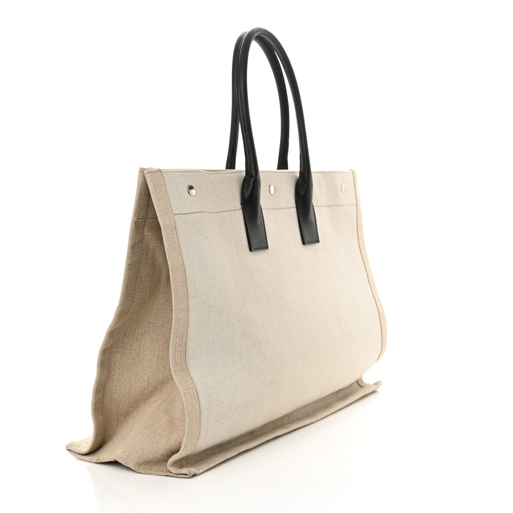 Linen Calfskin Rive Gauche Tote Optic White