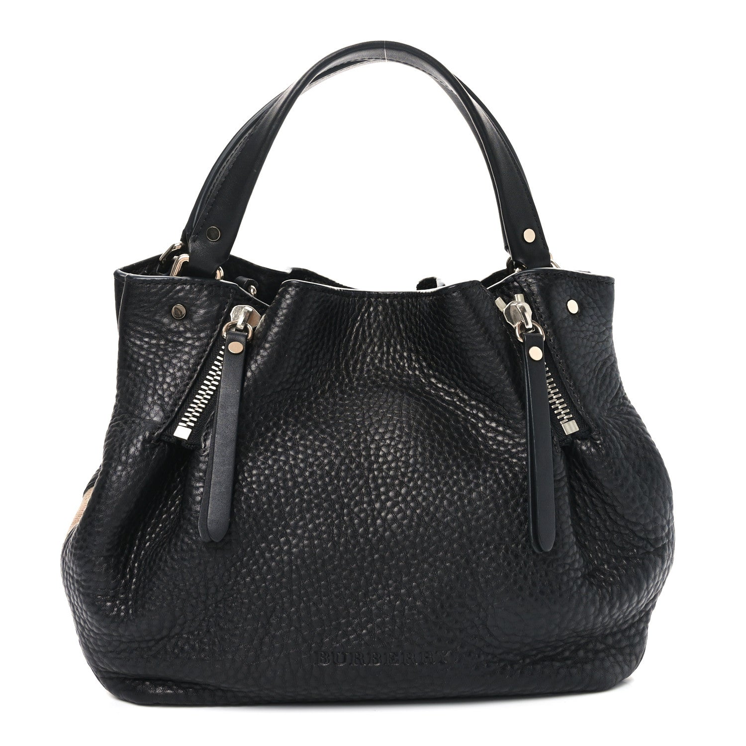 Grainy Calfskin House Check Small Maidstone Black