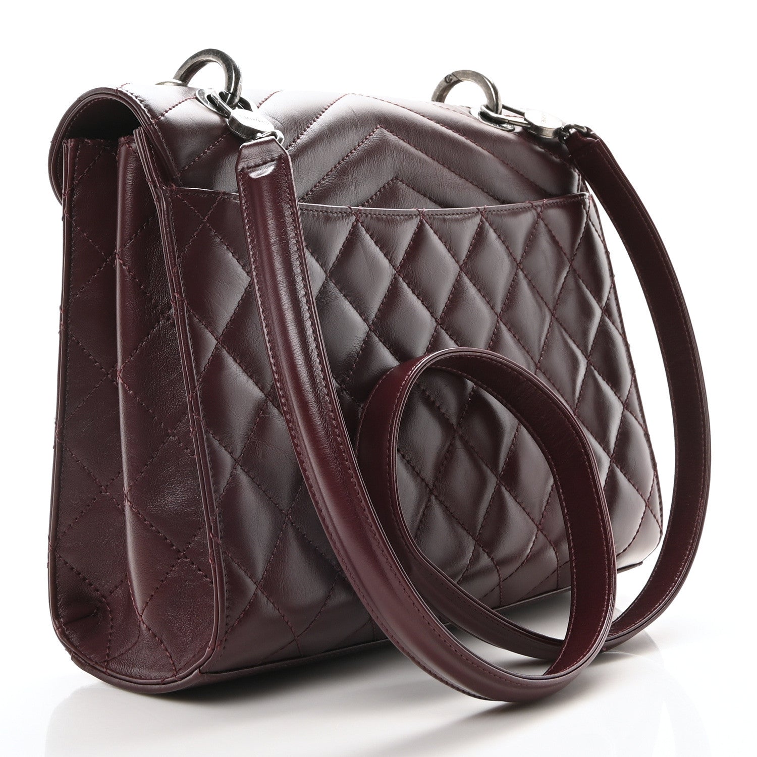 Calfskin Quilted Large Mad About Quilting Flap Burgundy