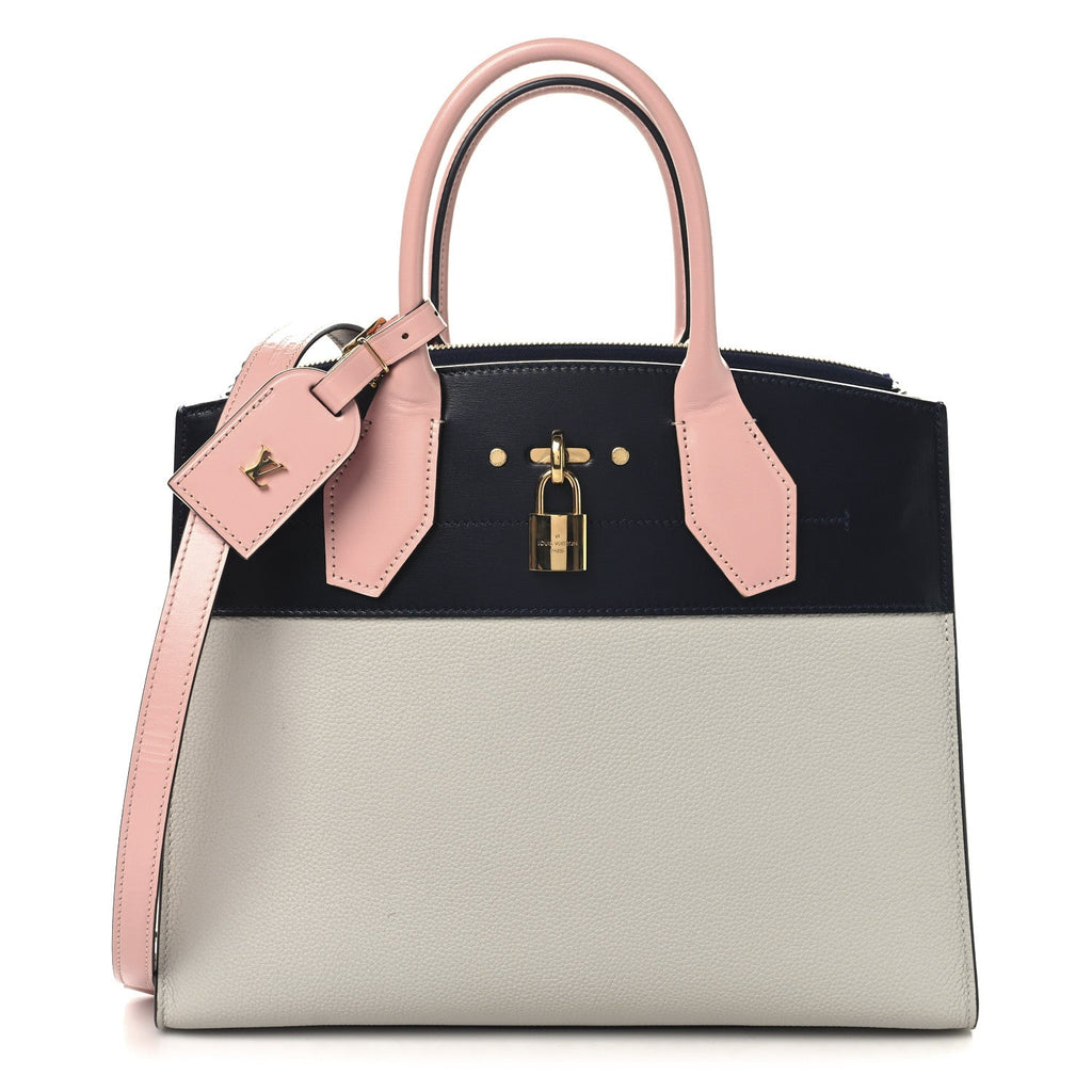 Calfskin City Steamer MM Gris Antartica Navy Rose Doux
