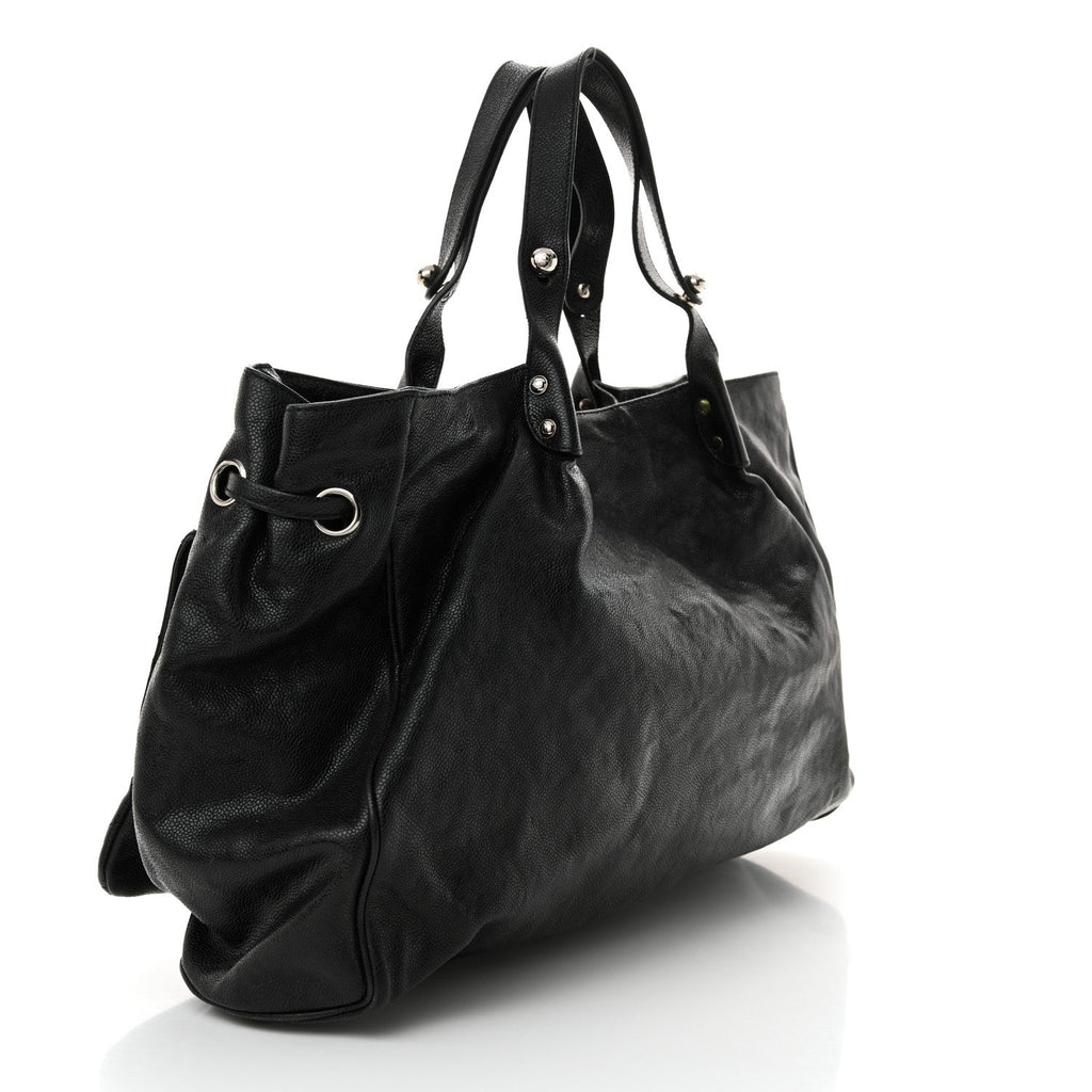 Glazed Caviar Reissue Double Pocket In The City Tote Black
